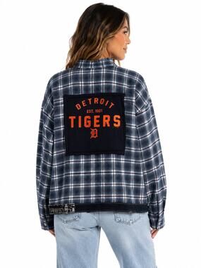 Detroit Tigers Upcycled Plaid Quilted Jacket – Women’s XL